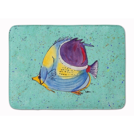 Carolines Treasures Tropical Fish on Teal Machine Washable Memory Foam Mat 8576RUG